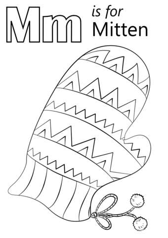 Letter M Is For Mitten Coloring Page